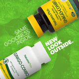 NaturesPlus Ginkgo-Combo: etiqueta de producto mostrando cápsulas y sello de calidad