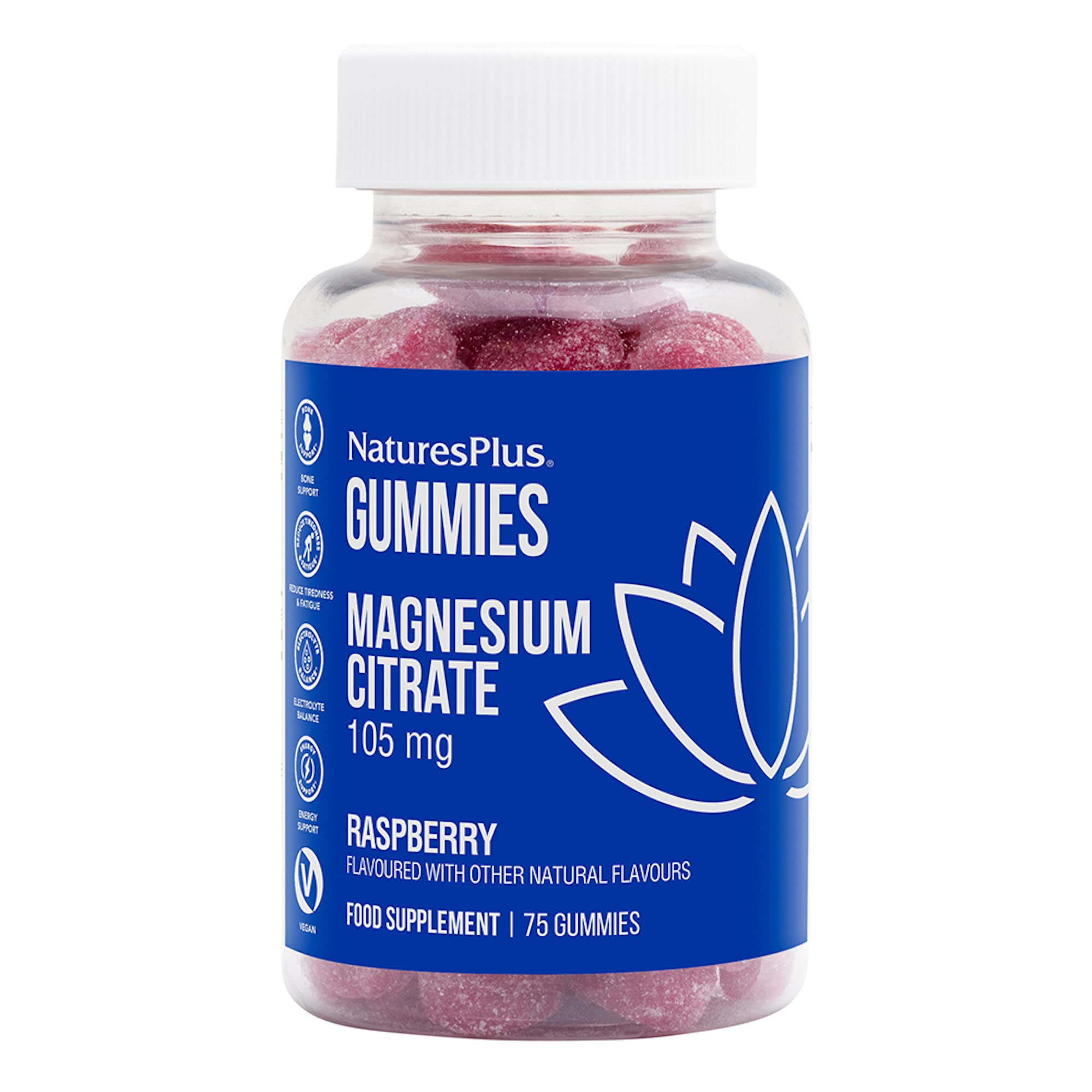 NaturesPlus gominolas citrato magnesio frambuesa en botella para relajación diaria