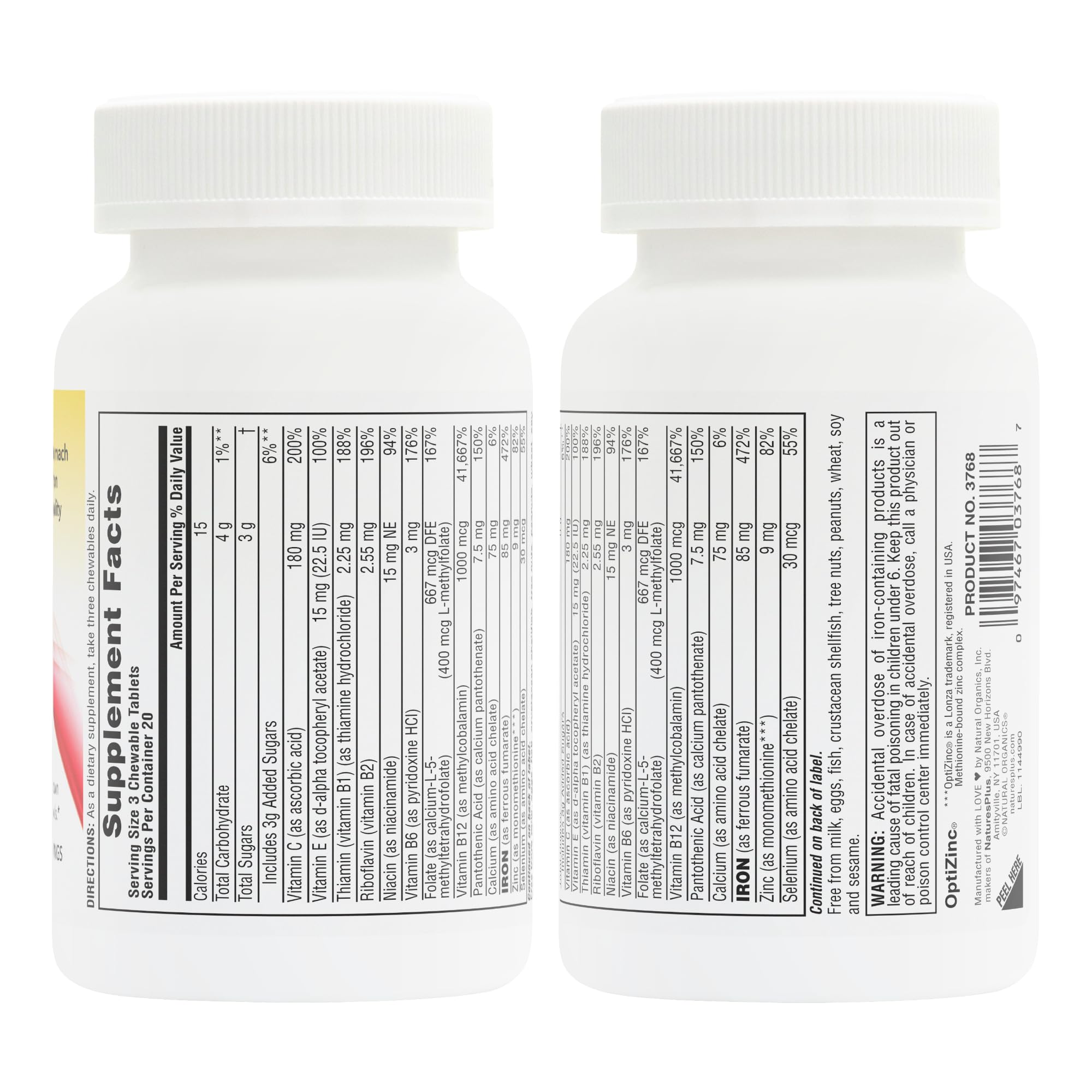 NaturesPlus Hema-Plex Iron, pastillas masticables con textura suave para consumo cómodo.