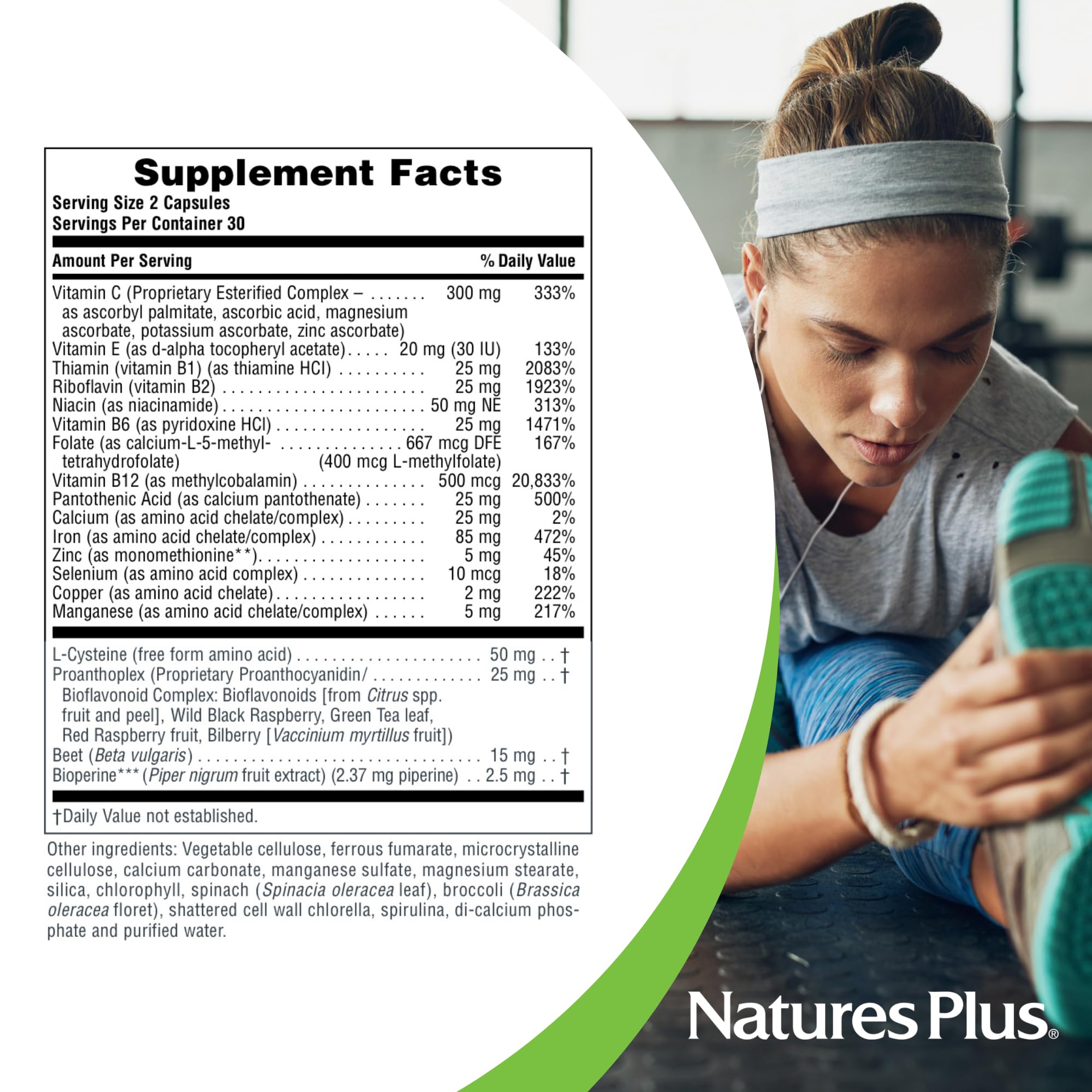 Cápsulas fáciles de tragar de NaturesPlus Hema-Plex, ideal para estómagos sensibles