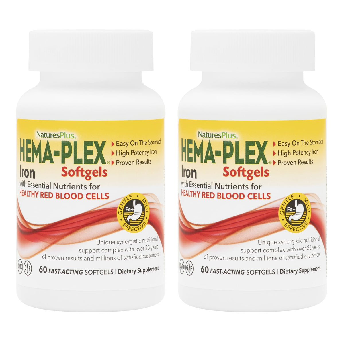NaturesPlus Hema-Plex Iron: botella con cápsulas de liberación rápida para apoyo de energía diaria