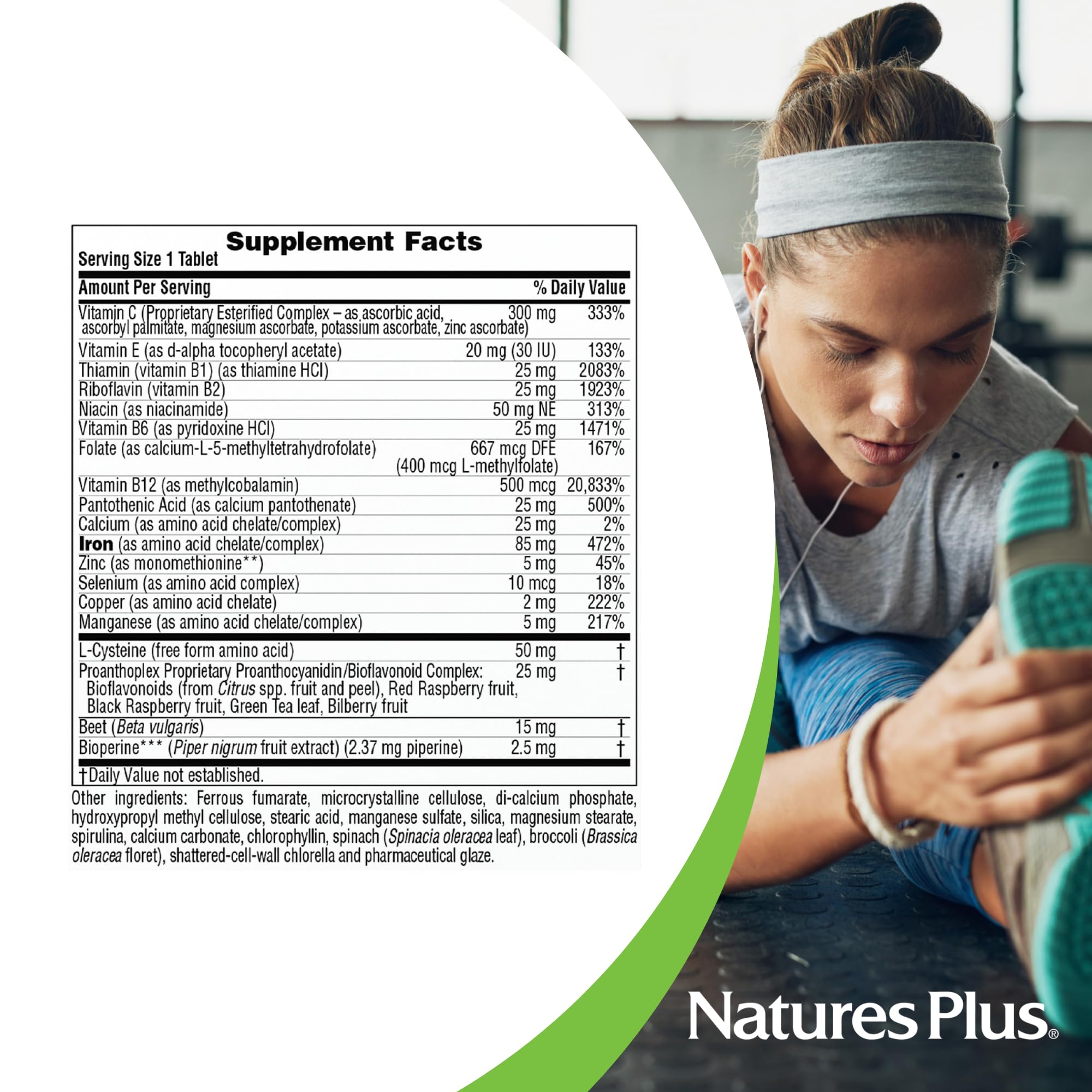 NaturesPlus Hema-Plex Hierro: apto para dietas sin gluten y vegetariano.