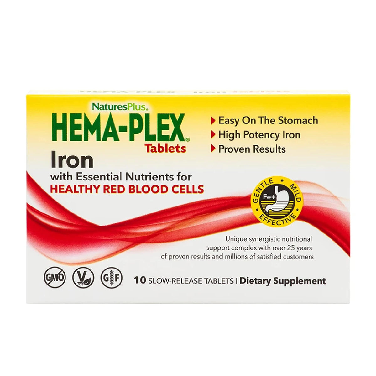 NaturesPlus Hema-Plex Iron, tabletas de liberación lenta para absorción suave.