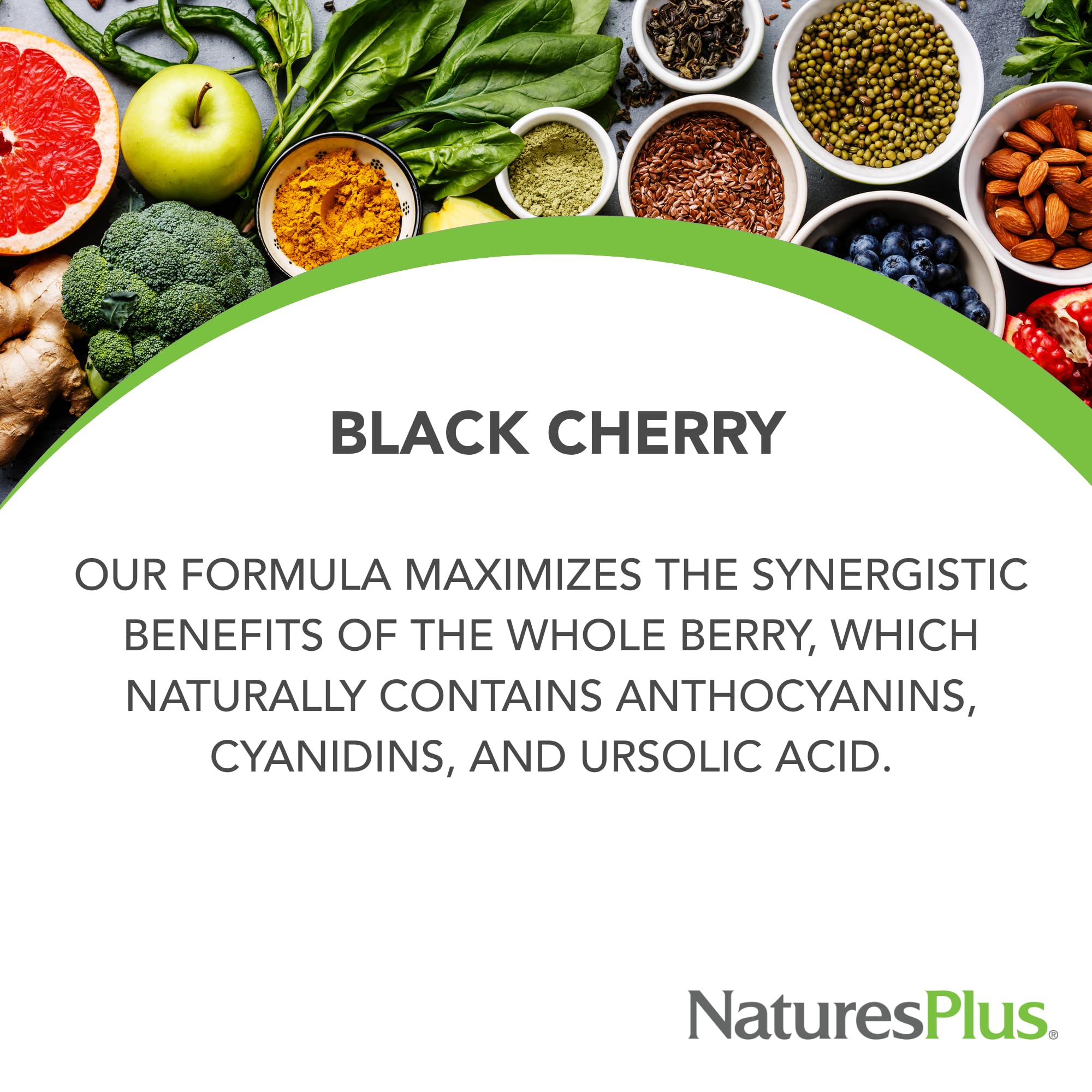 NaturesPlus Herbal Actives Ingredientes Botánicos: mezcla de cereza negra para bienestar diario.