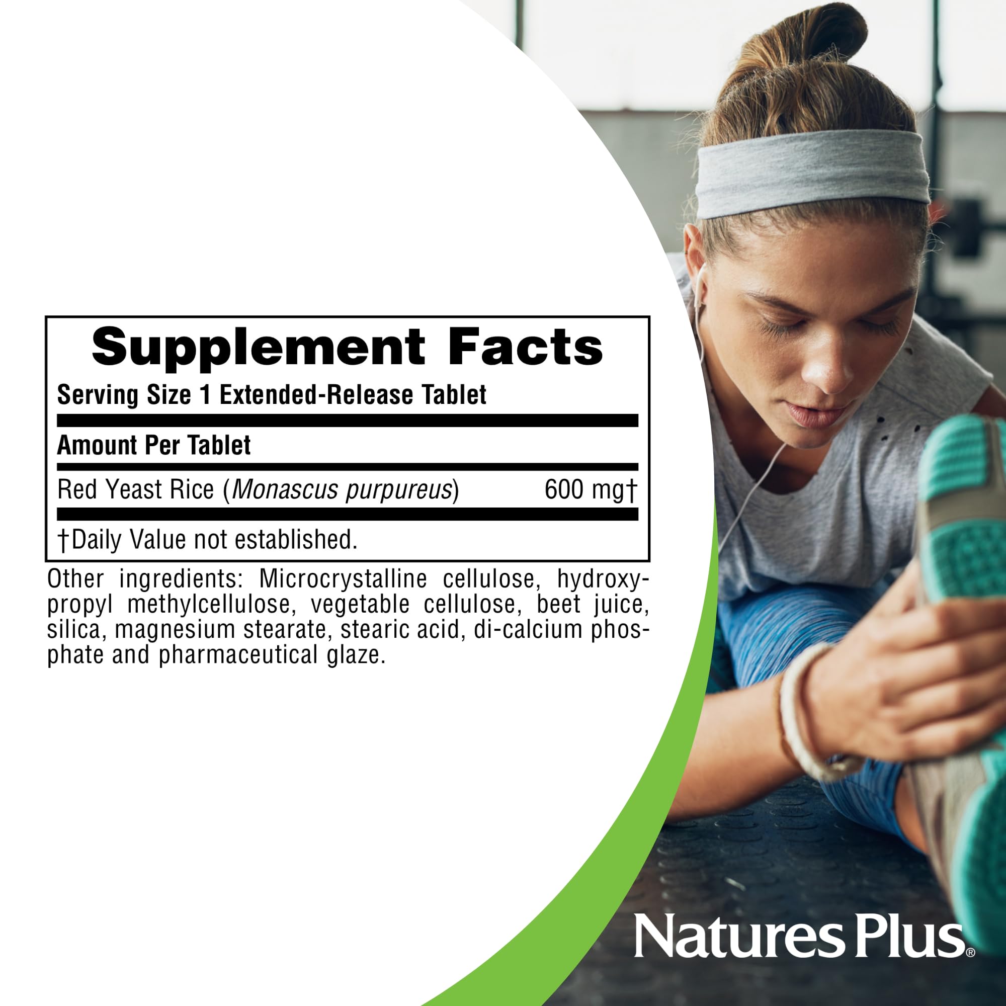 NaturesPlus Herbal Actives Arroz de Levadura Roja, fórmula vegetariana sin gluten para dietas diversas.