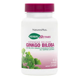 NaturesPlus Herbal Actives Ginkgo Biloba, botella con liberación sostenida para apoyo cognitivo.