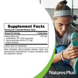 Caja de empaque de NaturesPlus Herbal Actives Ginkgo Biloba y sus características.