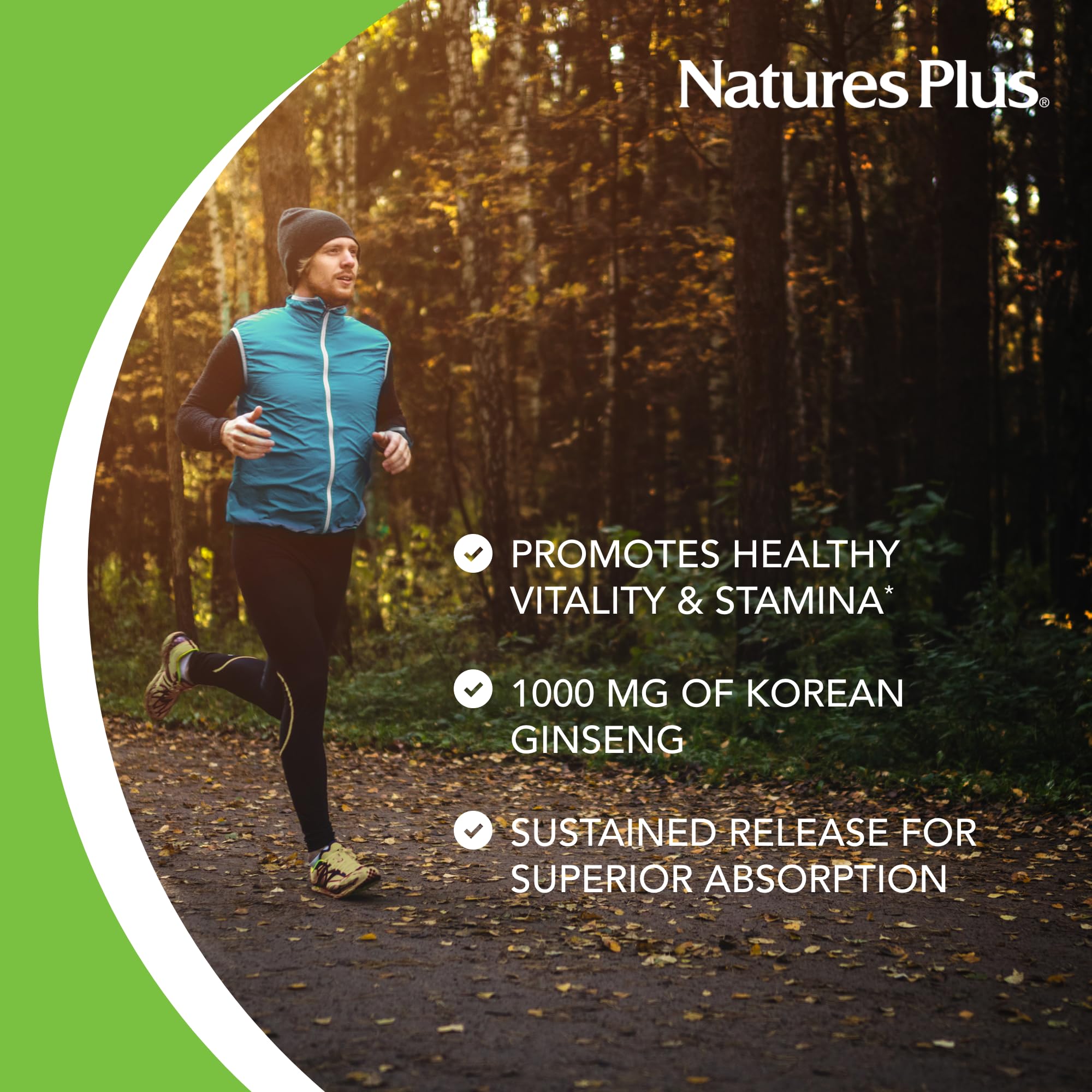 NaturesPlus Herbal Actives ginseng coreano, etiqueta, muestra composición y calidad