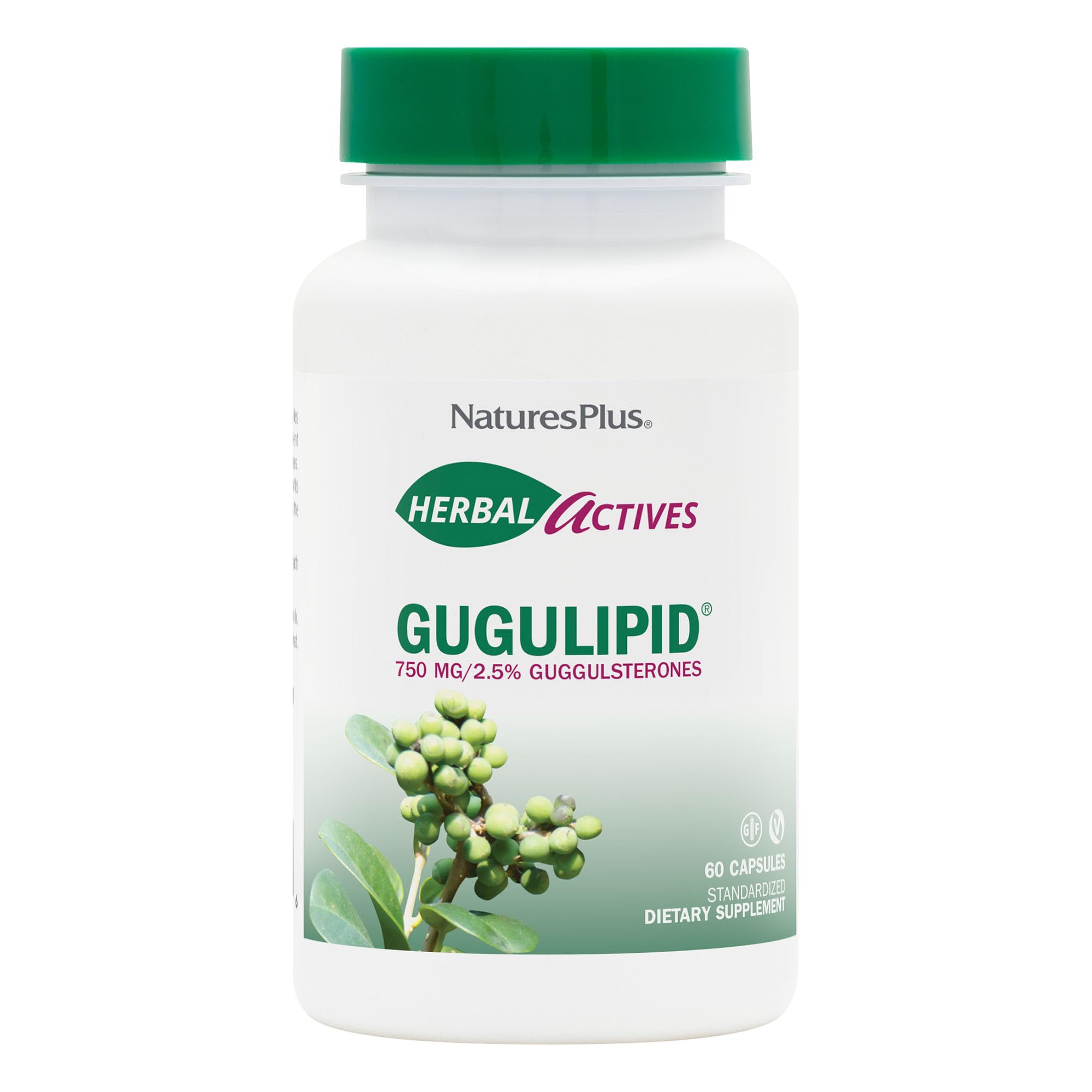 NaturesPlus Herbal Actives Gugulipid en botella para apoyo general de bienestar