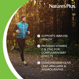 NaturesPlus Herbal Actives Tri-Immune cápsulas presentan una composición vegetariana apta para varias dietas.