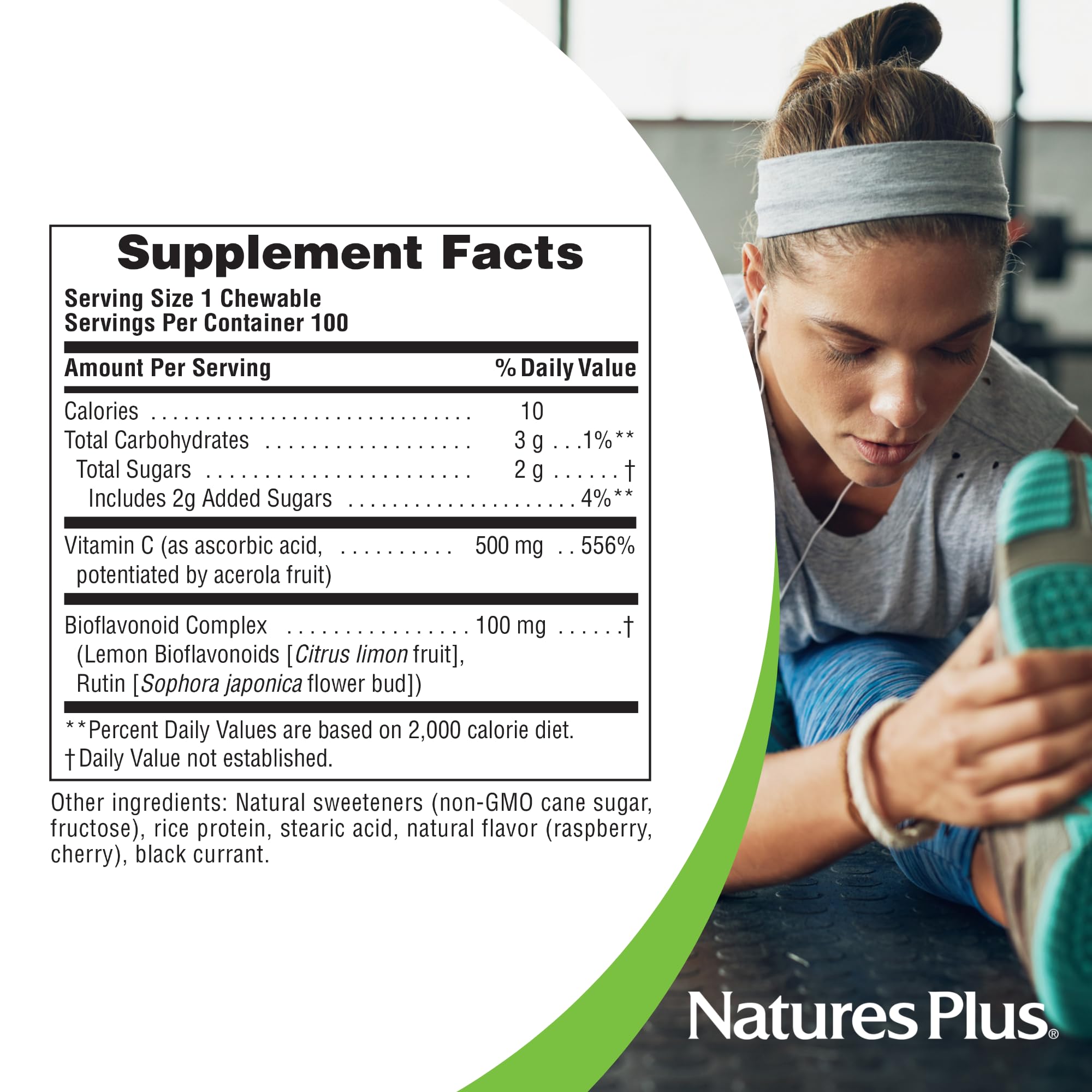 NaturesPlus Immune Vitamin C Citrus: etiqueta con bioflavonoides y superalimentos
