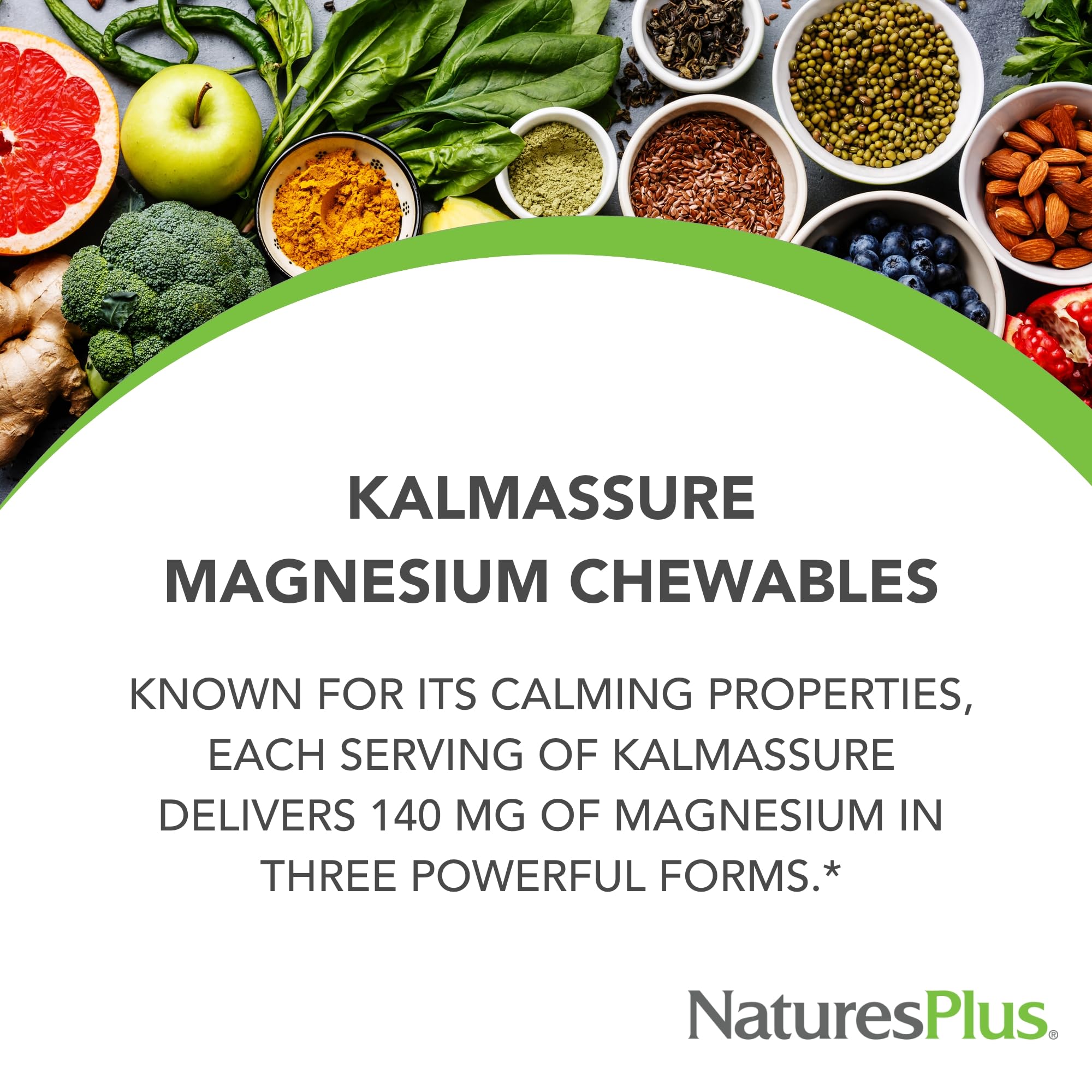 NaturesPlus KalmAssure tabletas masticables de naranja, apoyo a la claridad mental.