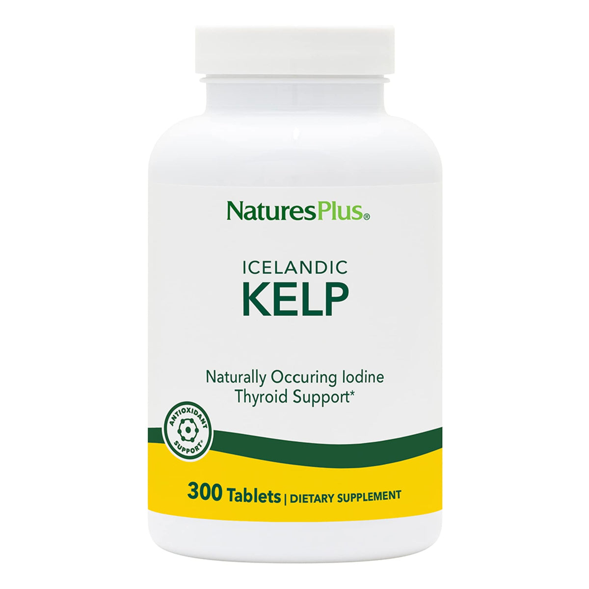 NaturesPlus Kelp: bote con tabletas frente para acceso diario y conveniencia.