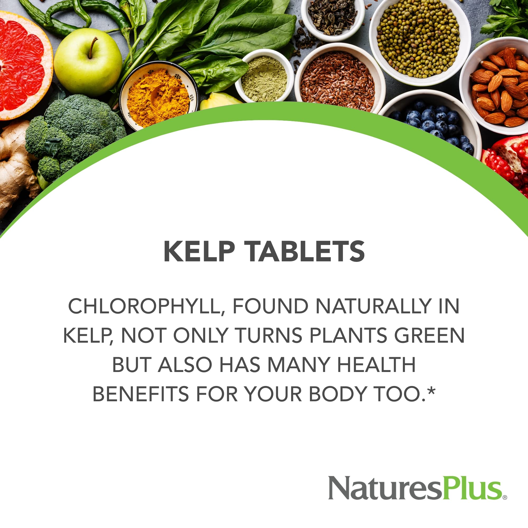 NaturesPlus Kelp: tabletas con dosis diaria clara para ingesta consistente.