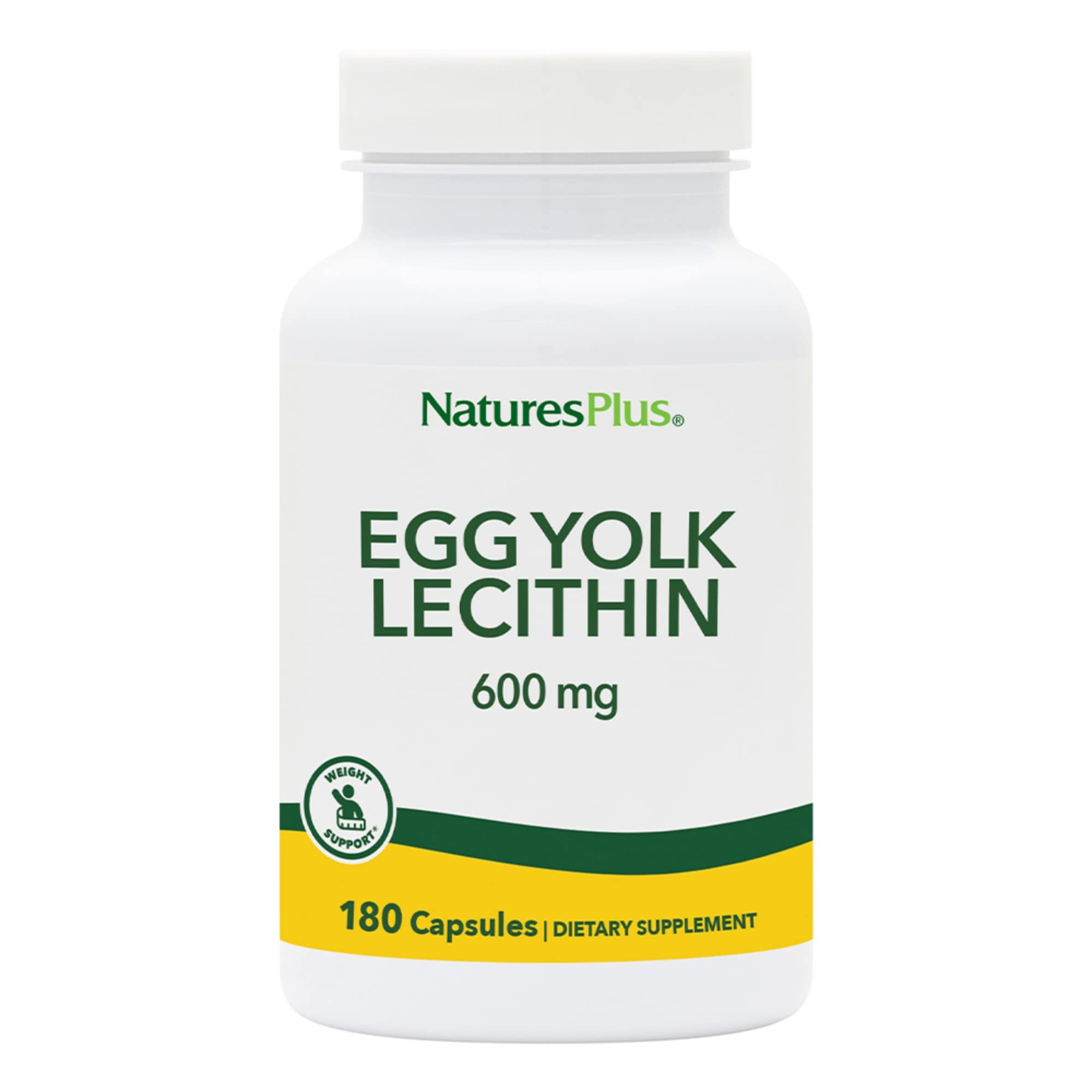 NaturesPlus Lecitina de yema de huevo, cápsulas en bote para apoyar el metabolismo