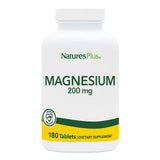 NaturesPlus Magnesio 200 mg: tableta en botella para uso diario.