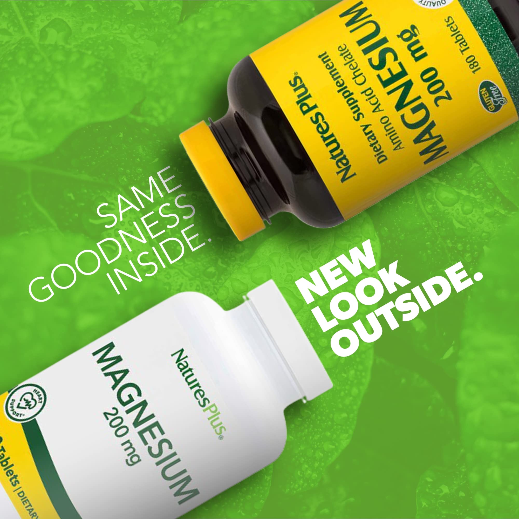NaturesPlus Magnesio: mejor absorción por quelación de aminoácidos de soja.