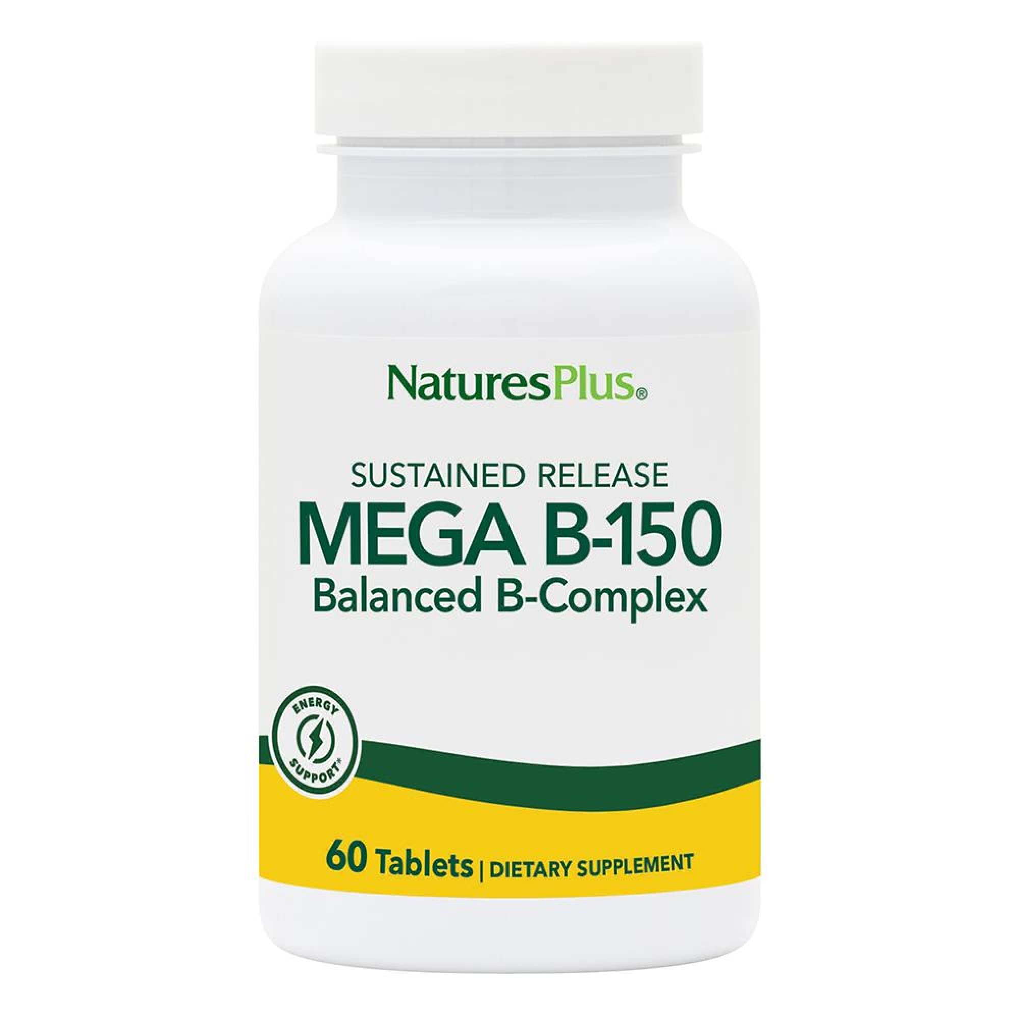 NaturesPlus Mega B-150, tableta de liberación prolongada para energía estable.