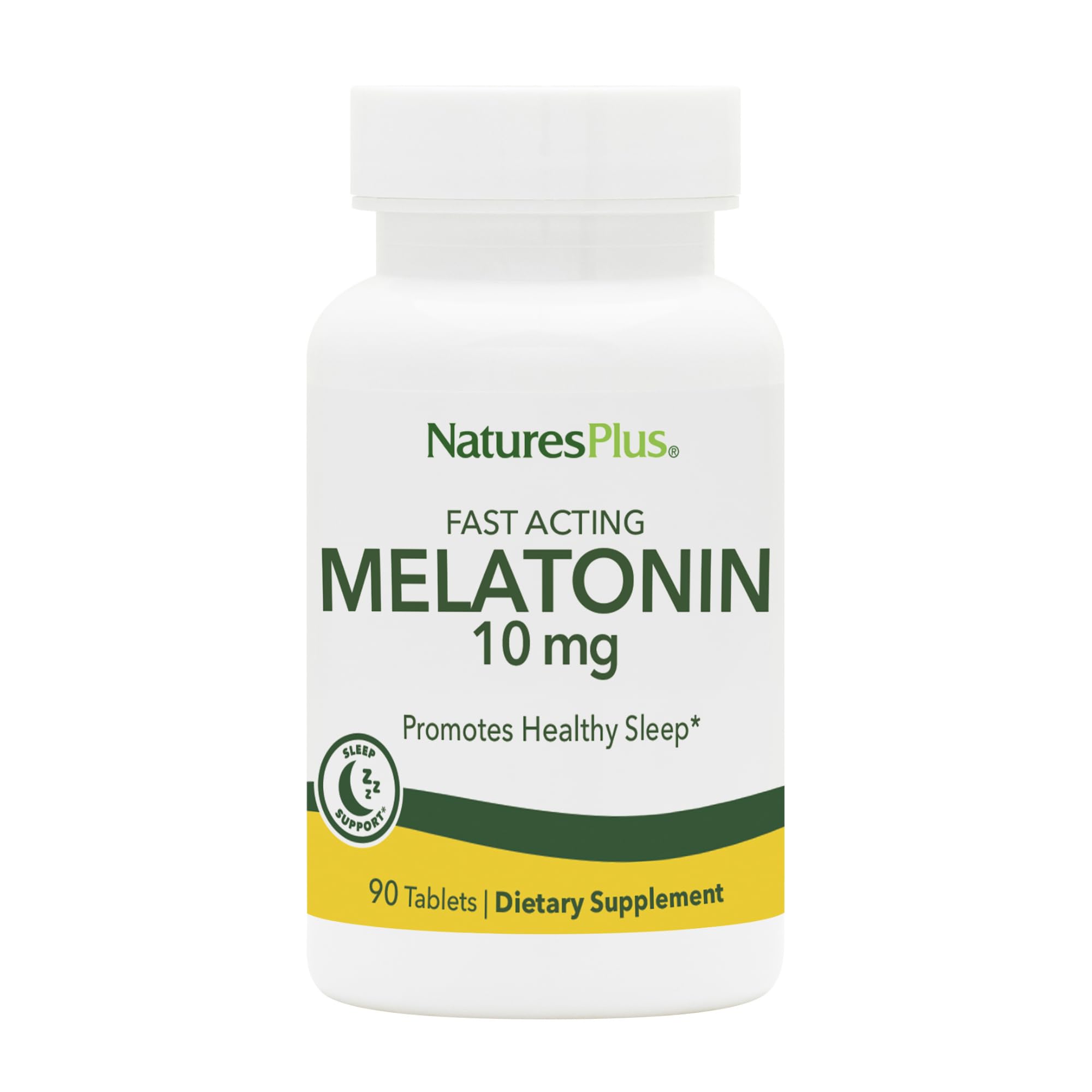 NaturesPlus Melatonina 10 mg: pastillas rápidas para apoyar un descanso cómodo.