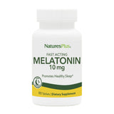 NaturesPlus Melatonina 10 mg: pastillas rápidas para apoyar un descanso cómodo.