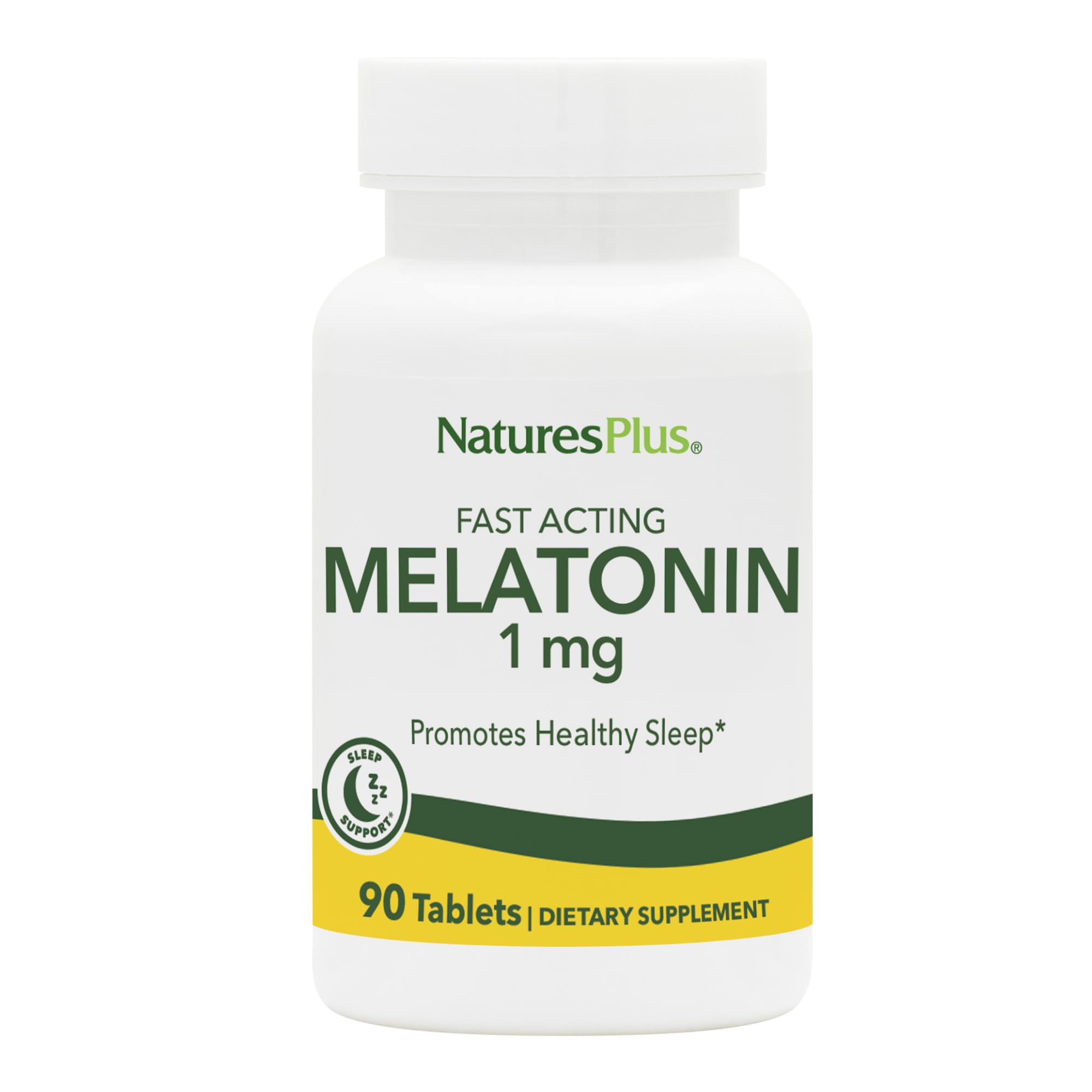 NaturesPlus Melatonina 1 mg, tabletas de acción rápida para conciliar el sueño.