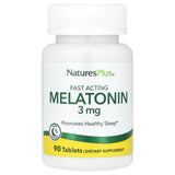 NaturesPlus Melatonina 3 mg, tabletas de acción rápida para un descanso reparador.