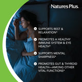 NaturesPlus Melatonina 5 mg, envase vegano, libre de gluten.