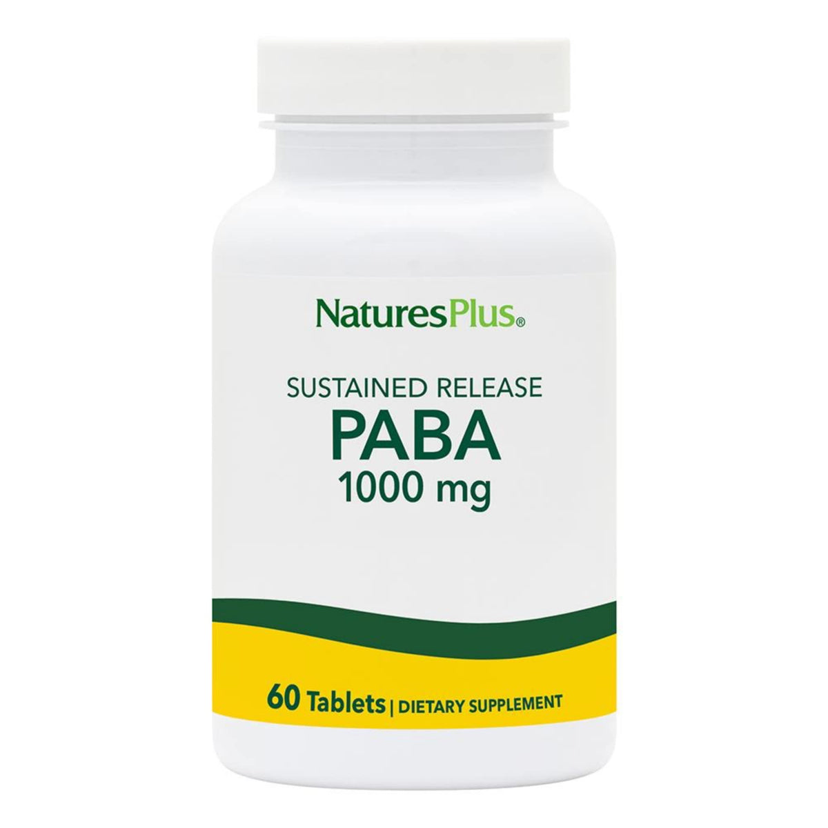 Botella de NaturesPlus PABA con cápsulas de liberación sostenida para energía diaria