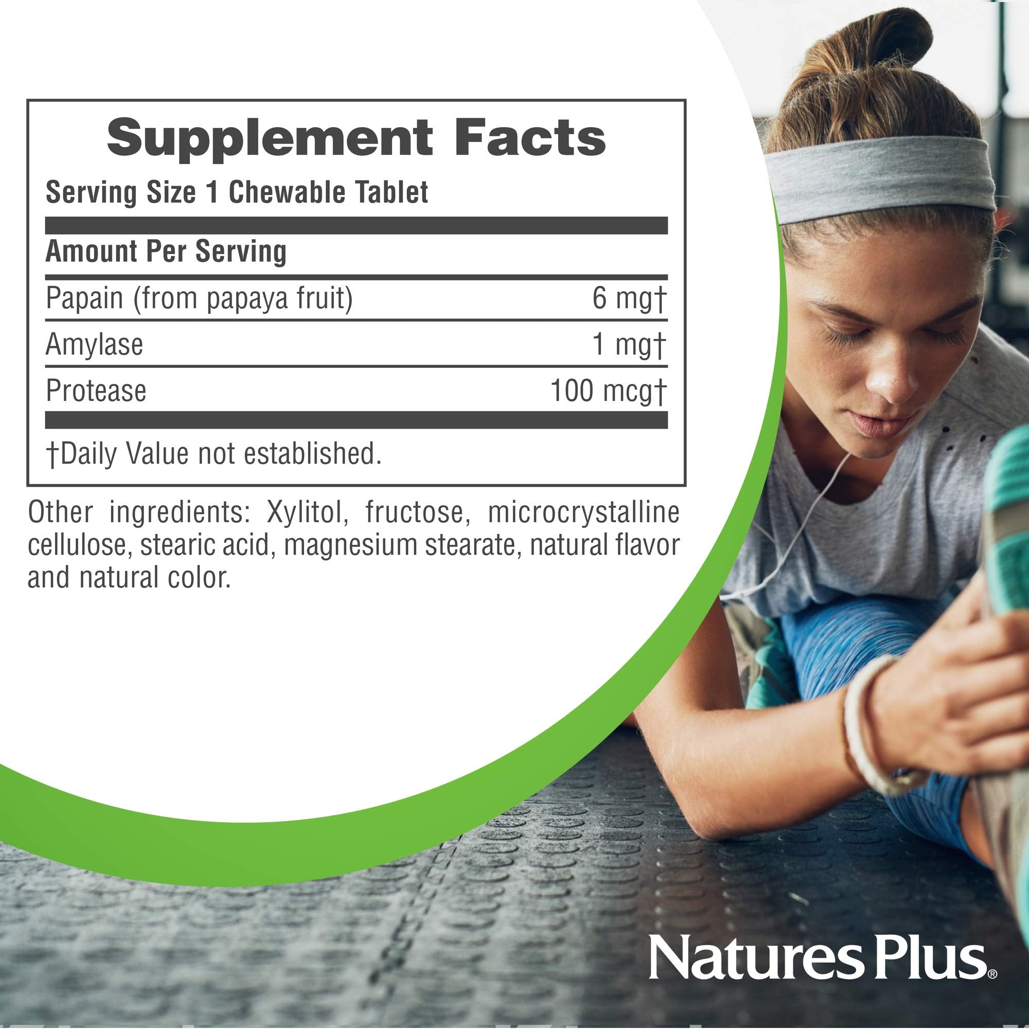 NaturesPlus Papaya Enzyme: fabricación conforme a cGMP y certificaciones FDA/NSF.