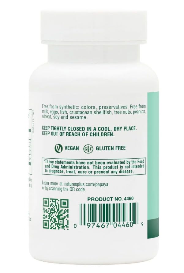 NaturesPlus Papaya Enzyme: tableta masticable con sabor agradable para snack digestivo