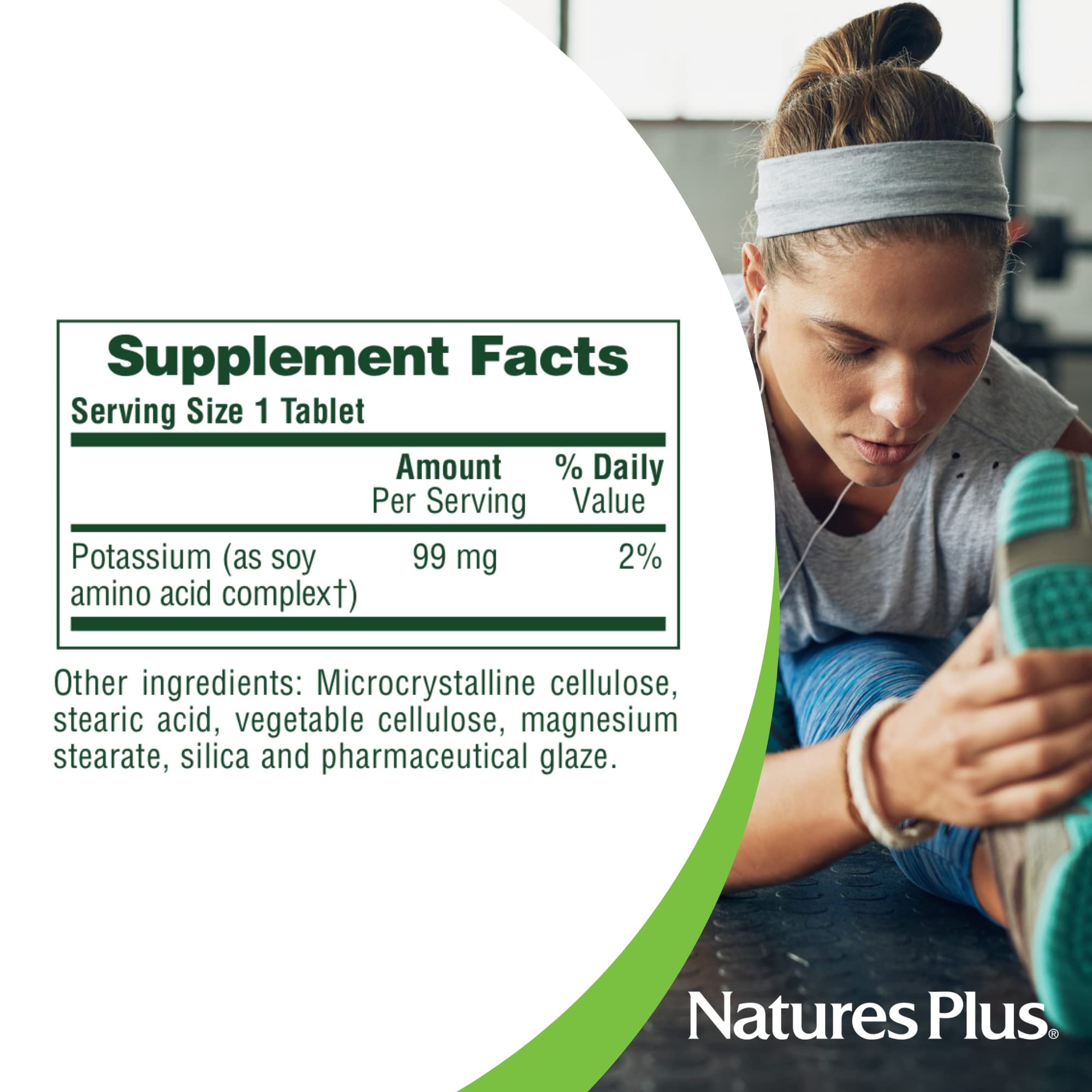 NaturesPlus Potasio 99 mg, sello de calidad visible