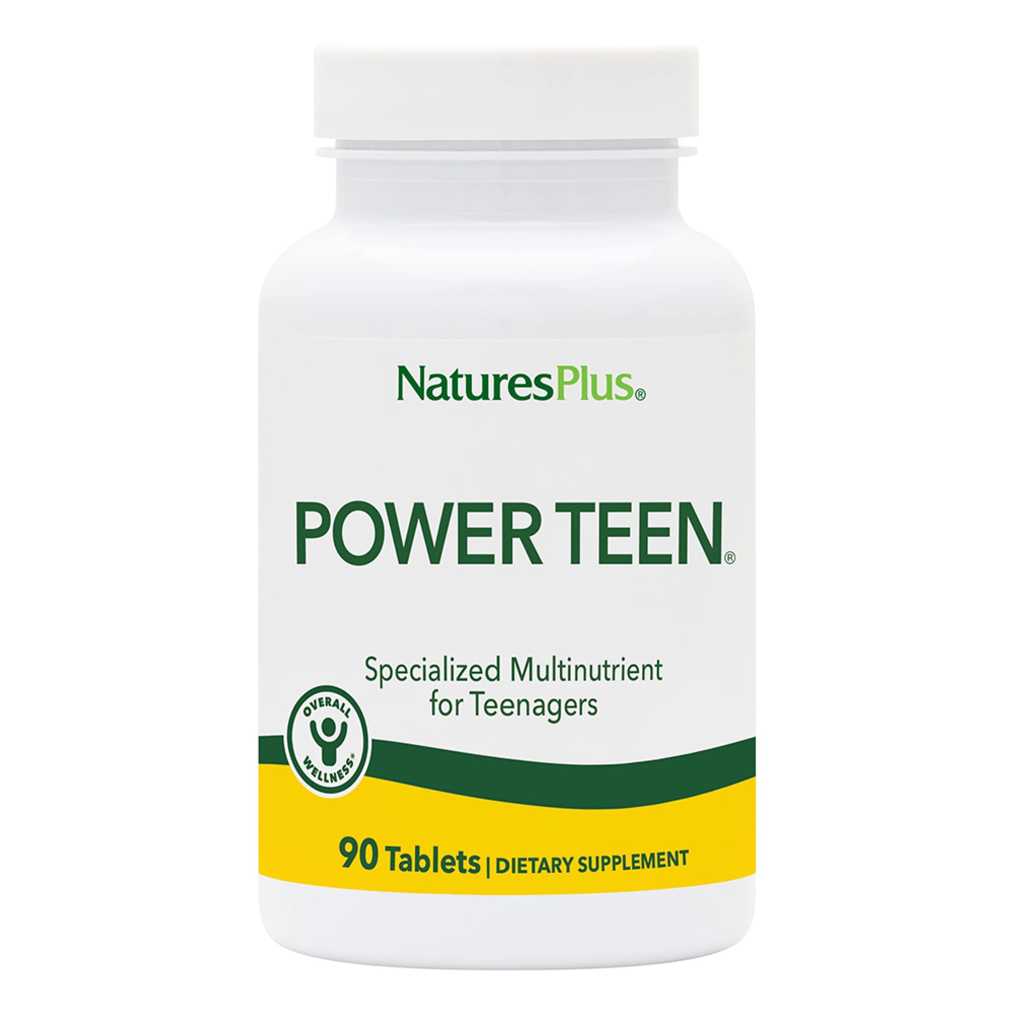 NaturesPlus Power Teen: empaque práctico de tabletas para uso diario.