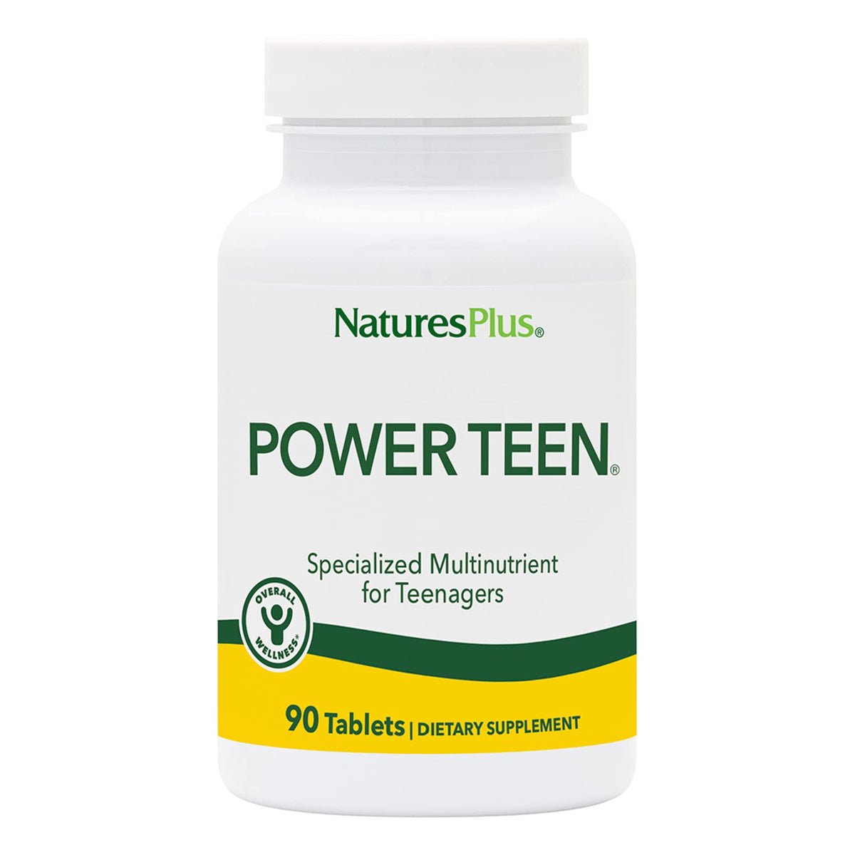 NaturesPlus Power Teen: empaque práctico de tabletas para uso diario.