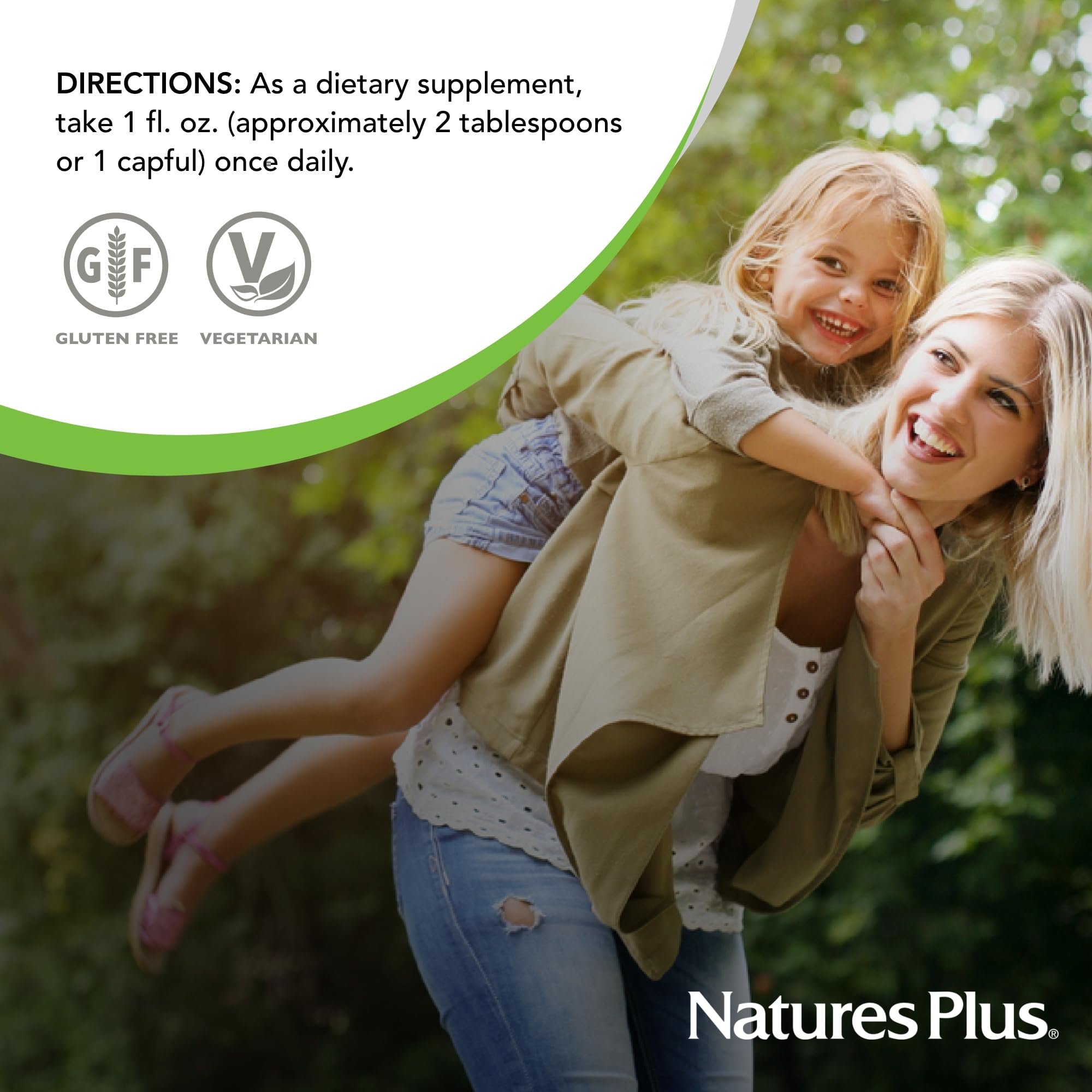 NaturesPlus Prenatal Líquido: tapa segura y sello de calidad para mayor confianza.