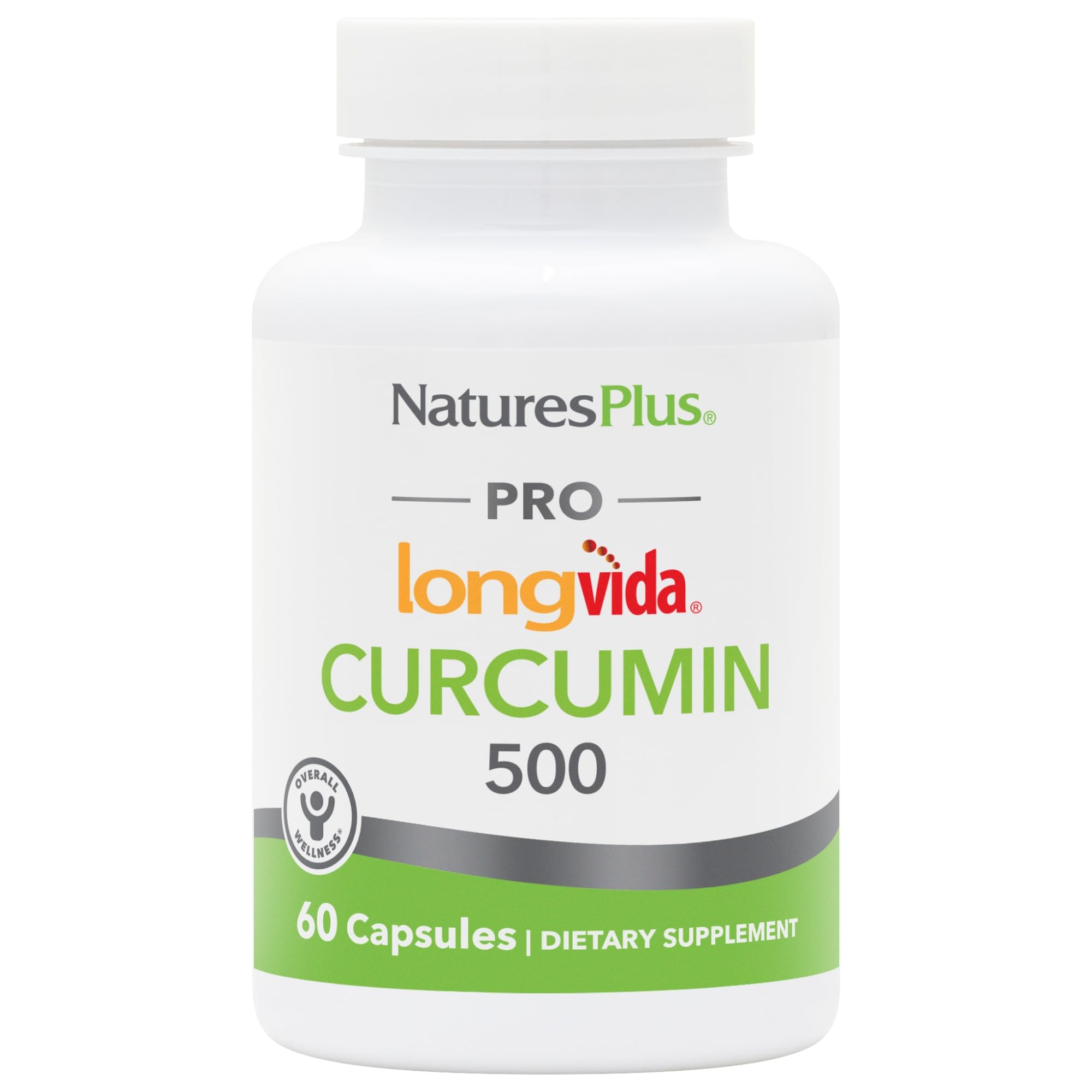 NaturesPlus PRO Longvida Curcumin, botella de 60 cápsulas, apoya la protección antioxidante.