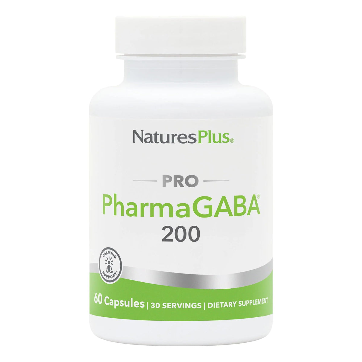 NaturesPlus PRO PharmaGABA en frasco para dosis diarias.