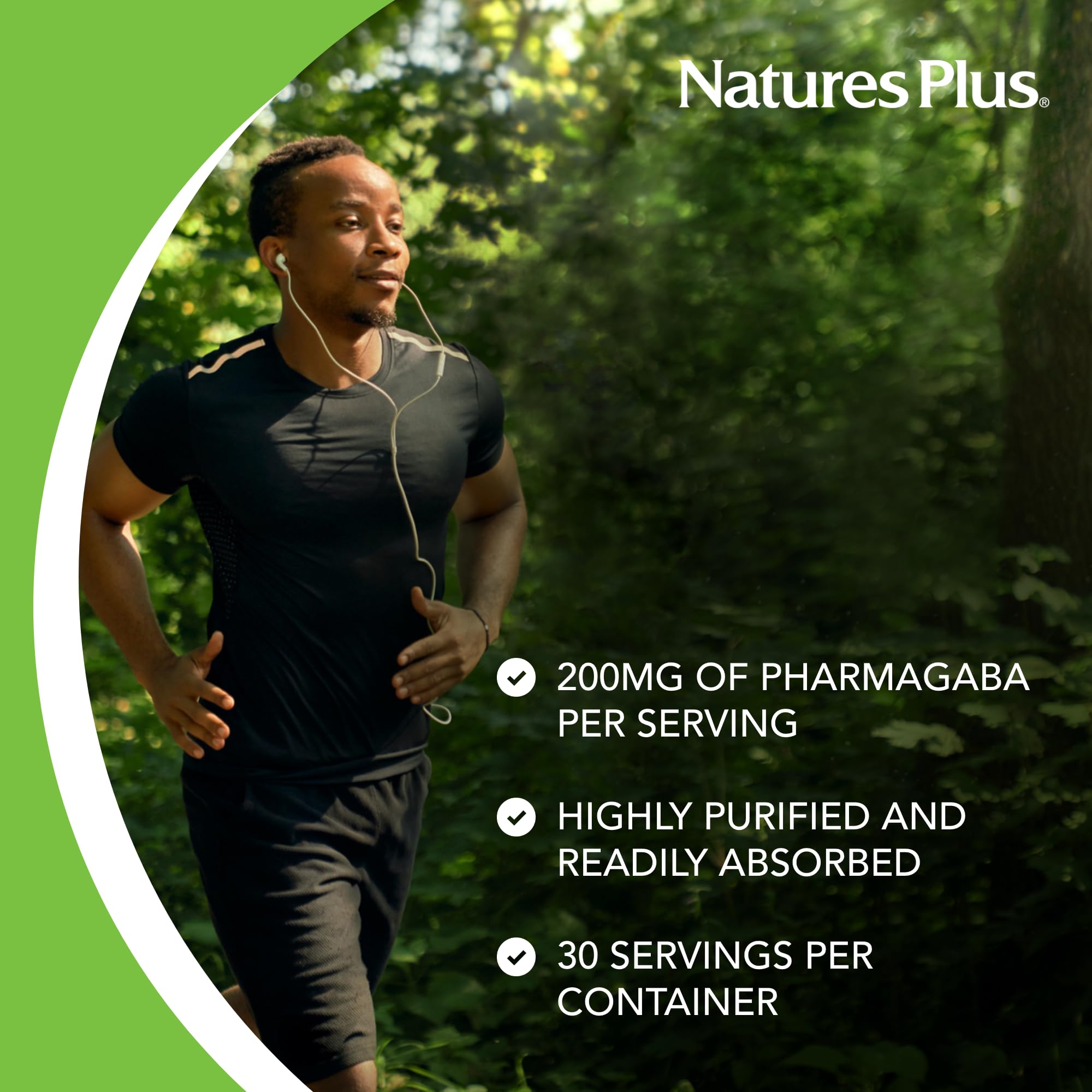 Cápsulas de NaturesPlus PharmaGABA listas para consumo diario.