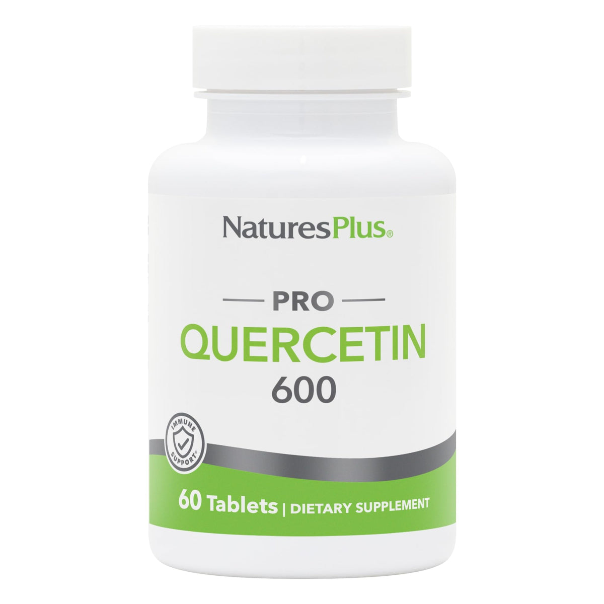 NaturesPlus PRO Quercetin 600 mg, frente de tabletas: promueve protección antioxidante diaria.