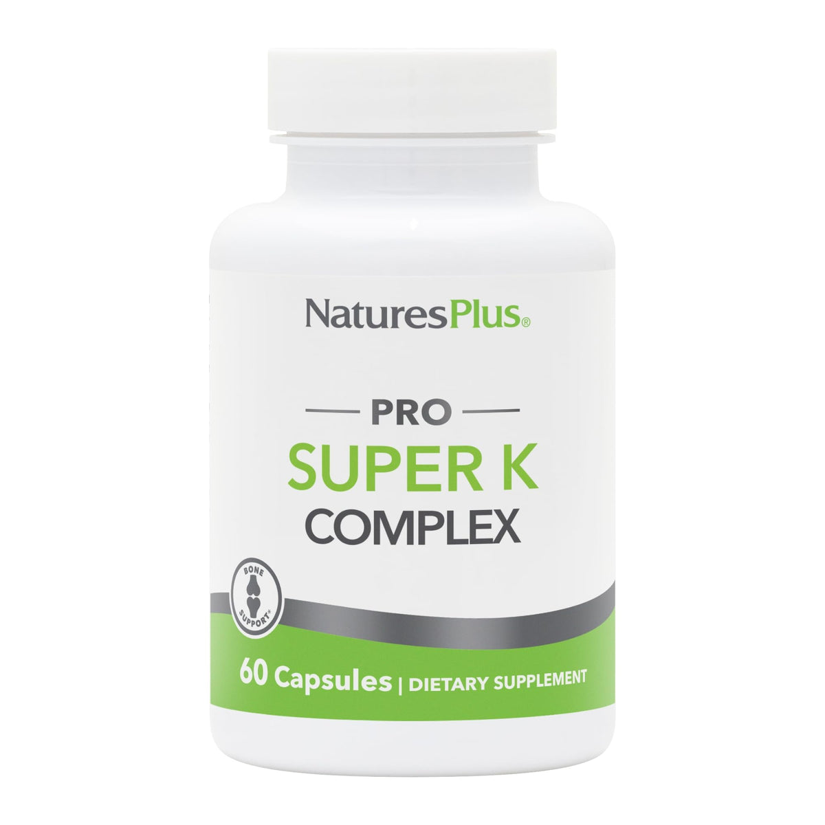 NaturesPlus PRO Super K Complex cápsulas para metabolismo óseo diario.