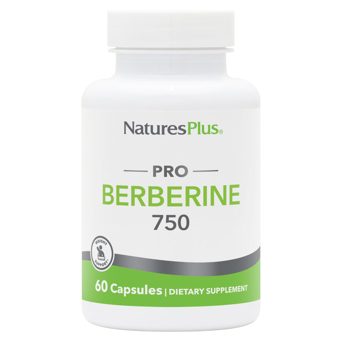 NaturesPlus PRO Berberine 750 mg frente a la botella, apoyo para metabolismo saludable.