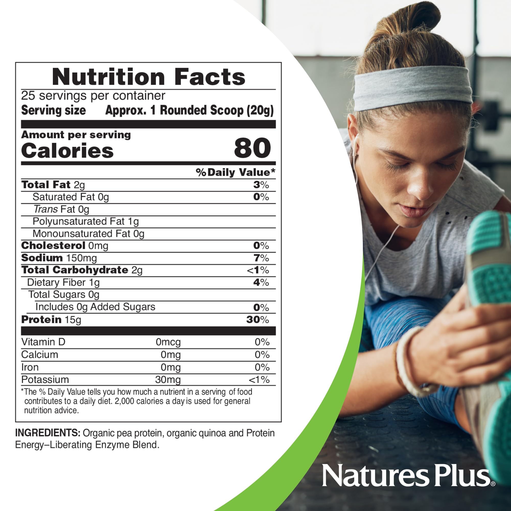 Caja de NaturesPlus Proteína de guisante orgánica para estilo de vida activo.