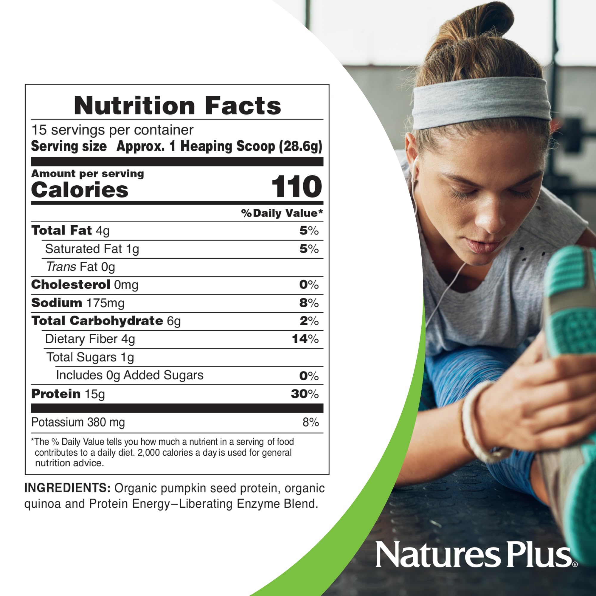 Proteína de calabaza orgánica de NaturesPlus con quinoa en polvo para valor nutricional