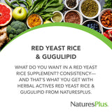 NaturesPlus Red Yeast Rice Gugulipid, cápsulas fáciles de tragar para incorporar a tu día.