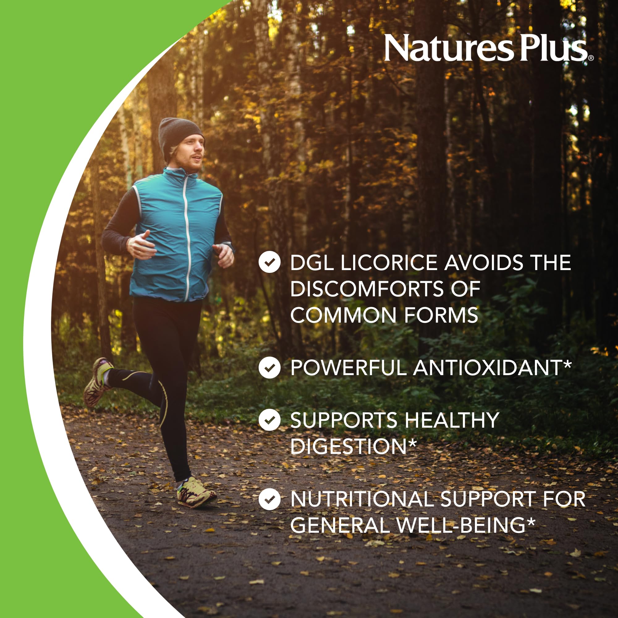 Etiqueta de la caja NaturesPlus Regaliz DGL mostrando ingredientes.