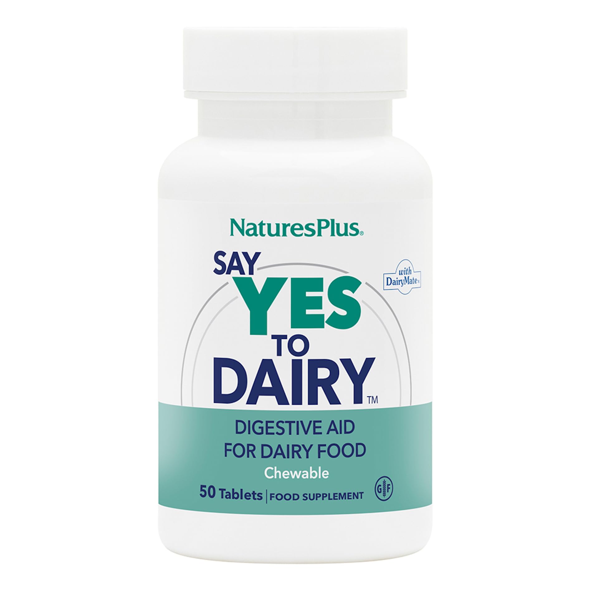 NaturesPlus Say Yes to Dairy en botella, ayuda a la digestión tras comidas.