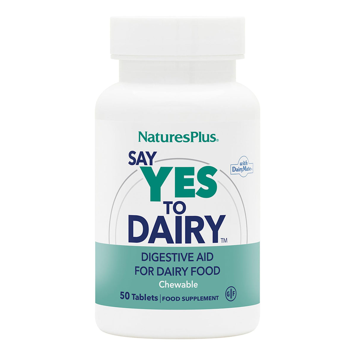 NaturesPlus Say Yes to Dairy en botella, ayuda a la digestión tras comidas.