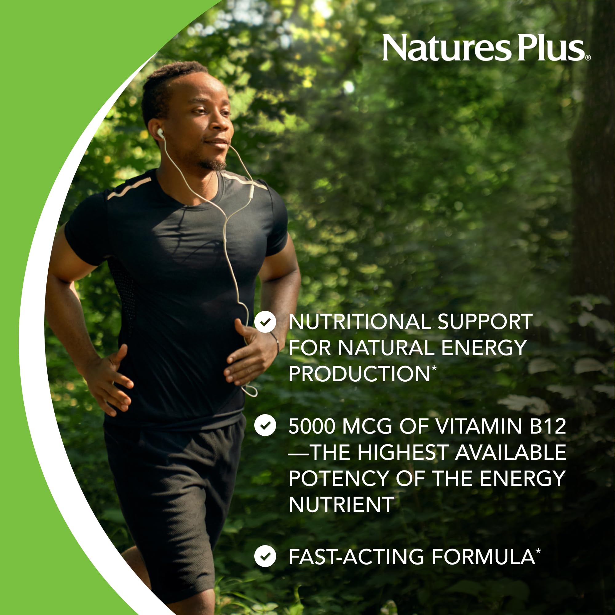 NaturesPlus Shot-O-B12: manos sosteniendo botella para energía sostenida.