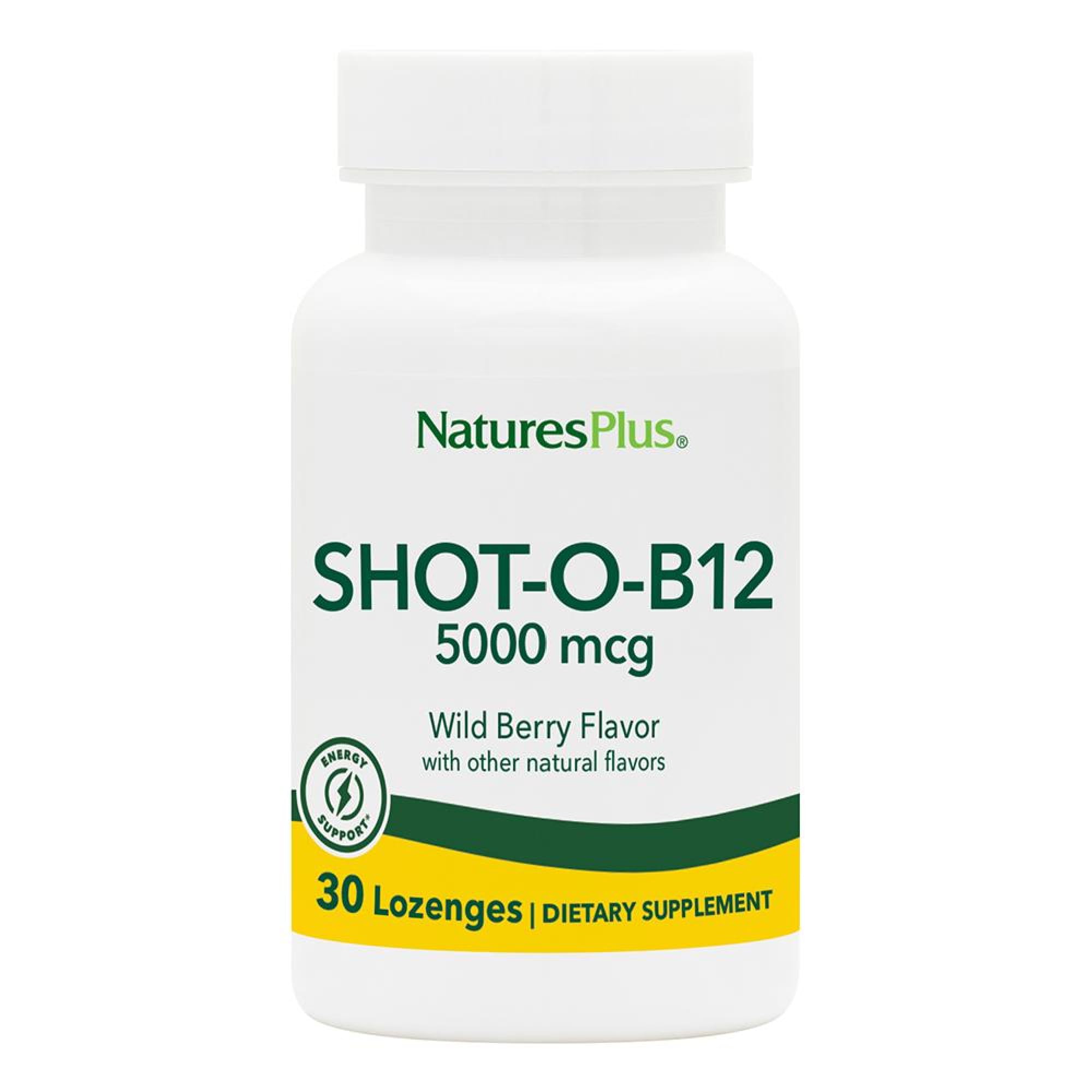 NaturesPlus Shot-O-B12: pastillas masticables sabor baya salvaje para uso diario