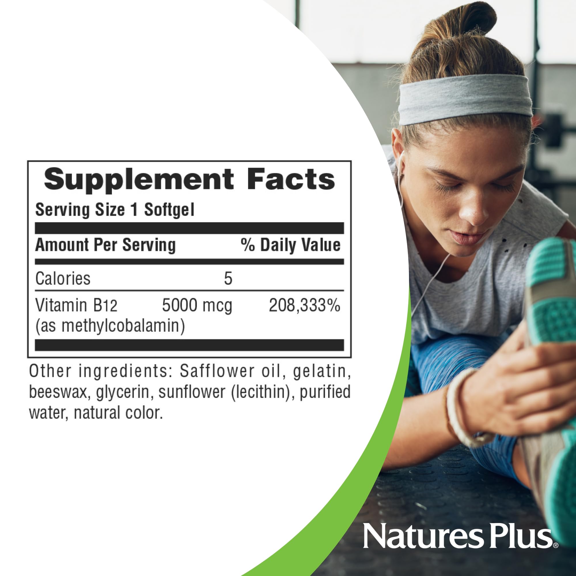 NaturesPlus Shot-O-B12 en vaso con líquido para uso diario.