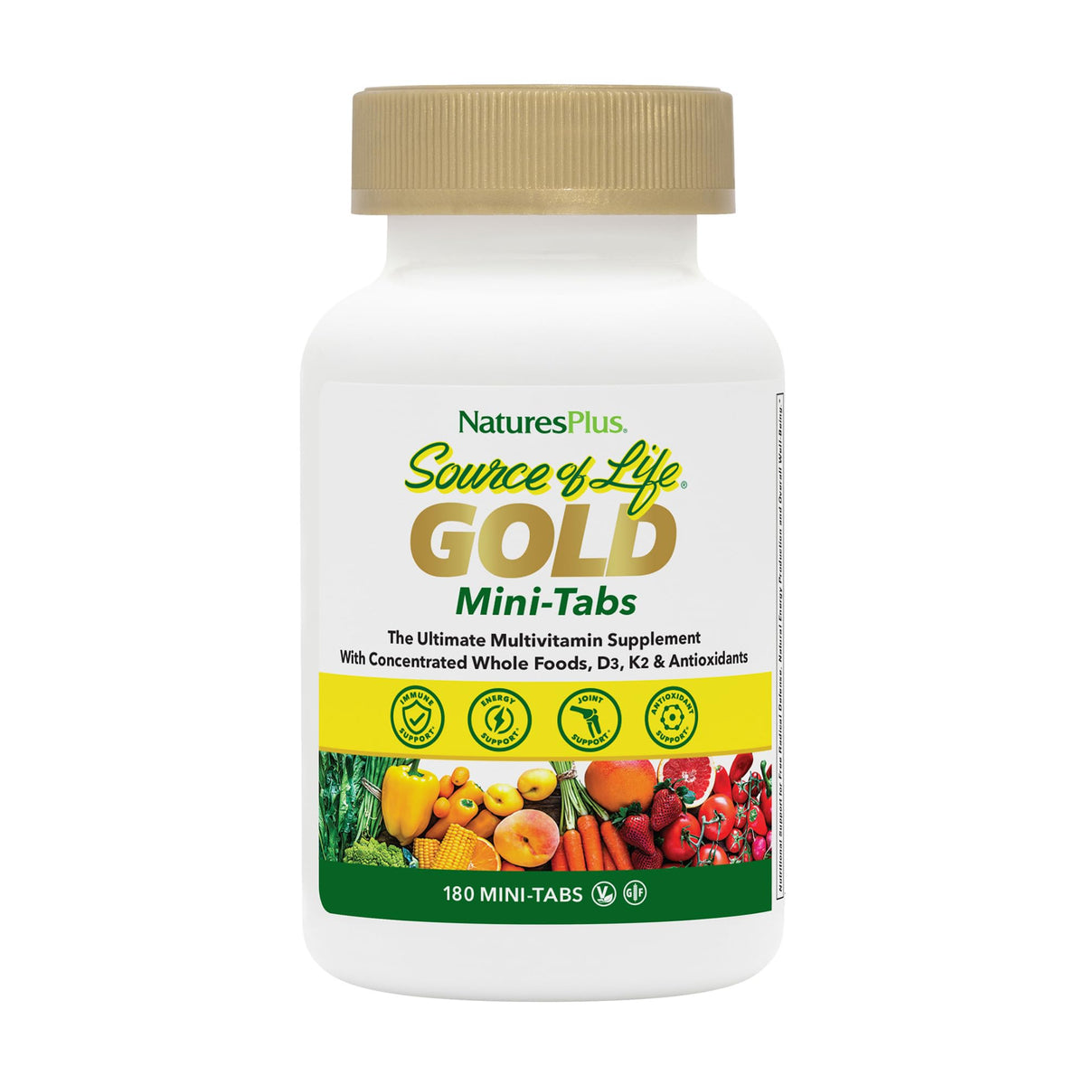 NaturesPlus Source of Life GOLD, mini-tabletas, apoyo a la energía diaria.
